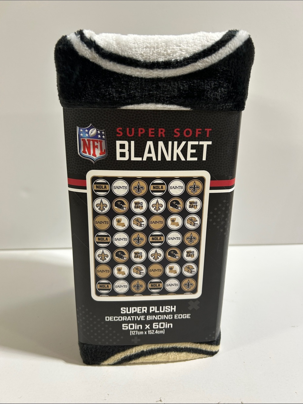 New! New Orlean Saints Super Plush 50in. X 60in. Decorative Binding Edge Blanket